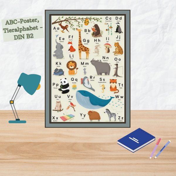 ABC-Poster, Tieralphabet - DIN B2 - Vierundfünfzig Illustration – Bild 2