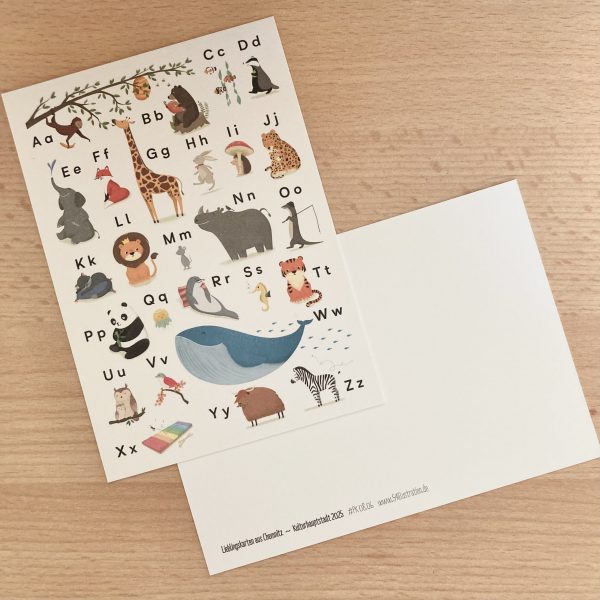 Postkarte ABC Tieralphabet - Vierundfünfzig Illustration