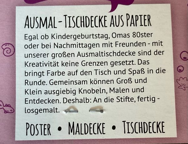 Ausmal-Tischdecke aus Papier - verschiedene Motive – Bild 6